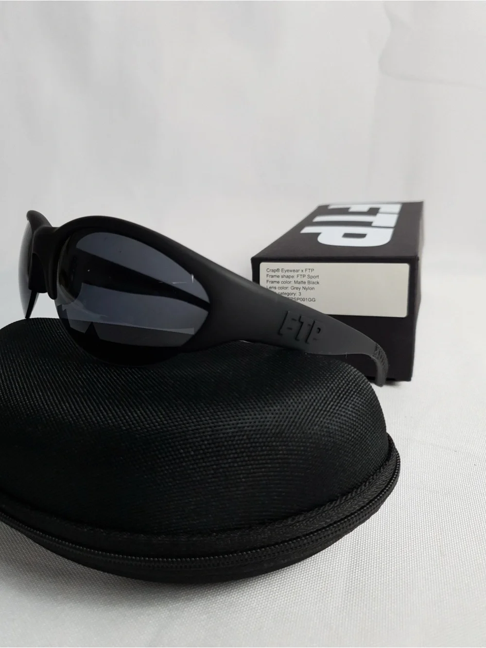 FTP x Crap Eyewear Black Athletic Sport Running Sunglasses New w/ Case/Cloth
